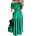 Women's Clothing Summer New Women's Fashion One Shoulder Short Sleeved Swing Long Dress_ecoleips.com
