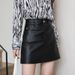 Women's Leather 2026 Spring And Autumn New Style, High-waisted, Elegant A-line Skirt, Anti-exposure, Slimming PU Short_ecoleips.com