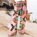 Women's High-Waisted Casual Loose Wide-Leg Pants Digital Print Cotton Spring/Autumn Regular Fit Foreign Trade_ecoleips.com