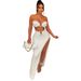 S820 Women's Fashion Casual Sexy Strapless Irregular Skirt Set Beachwear_ecoleips.com