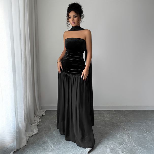 DiYun European And American Elegant High-End Strapless Long Dress Women's Clothing 2025 Autumn/Winter_ecoleips.com