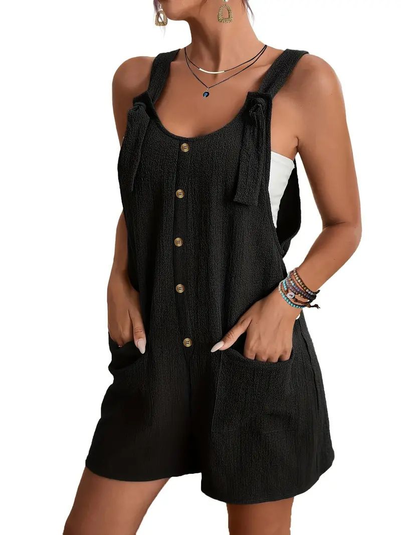 Cross-Border 2024 European And American Women's Summer Casual Fashion Strap Shorts Jumpsuit Overalls For Women_ecoleips.com