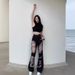 Hong Kong Style Distressed Jeans For Women Summer Straight Wide-Leg Floor-Length Loose Slimming Trendy Pants Ins_ecoleips.com