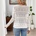 Women's Rainbow Lace Yoke Knit Top - Breathable Mesh & Solid Color Blend Crochet Pullover For Beach Resorts & Summer Vacations_ecoleips.com