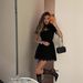 Lace Splicing V Neck Chest Cutout Waist Cinched Short Mini Dress For Women Summer Casual Party Dating Short Dress_ecoleips.com