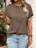 K New Women's Top Solid Color Twisted Buckle Fashion Short Sleeve T-shirt_ecoleips.com