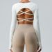 Women's Clothing Autumn New Yoga Clothes Long Sleeves Women Fixed Cup Sexy Cross Back Outdoor Sports Fitness Clothes Tops_ecoleips.com