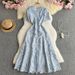 Round Neck Waist Short Sleeve Dress Women's Slim Long Skirt_ecoleips.com