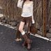 Women's High-Waisted Patchwork Ribbon Design Shorts Retro American Style Versatile Casual Boot Pants for Autumn Winter Slimming Irregular Bottoms_ecoleips.com
