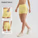 Fitness Shorts Sports Three-Quarter Women Summer Barely-There Feel Pocket Training Hip-Lifting Quick-Dry Yoga Wear Peach_ecoleips.com