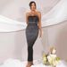 Women's Clothing Hot Diamond Tube Top Hip Wrapped Elastic Back Slit Dress_ecoleips.com