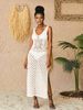 Women's Clothing new hollow knitted vest dress sexy dress bikini beach cover-up swimsuit outer long skirt_ecoleips.com