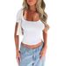 Spring European And American Cross-border Women's Clothing Sexy Hot Girl Short-sleeve Fashion New Square-neck Slim-fit_ecoleips.com