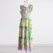 Women's Clothing Retro New Square Neck Wood Ear Sling Mid Waist Printed Mid Length Dress_ecoleips.com