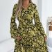 Real Shot Of 2026 Spring/Summer European And American Retro Bell-sleeve Ruffled Waist-cinching A-line Dress. Independent_ecoleips.com