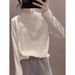 Women's Semi-high Collar Thermal Base Shirt For Autumn Winter, High-end Feel, Loose And Versatile Long-sleeve T-shirt_ecoleips.com