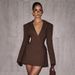 Women's Clothing Solid Color Casual Slim Fit Suit Long Sleeve Elegant Knit Blazer Dress – Autumn Office-to-Dinner Dress With Peplum Waist (XS-XL)_ecoleips.com