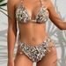 Women's Clothing Women's Leopard Print Metal Pendant Split Swimsuit Bikini_ecoleips.com