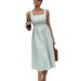Summer Elegant Simple Women's Square Neck Dress Waist Cinching Striped Sleeveless Casual Clothing_ecoleips.com