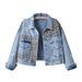 Cross-border Autumn Winter Denim Jacket For Women, Long-sleeved European And American Leopard Print Patchwork New_ecoleips.com