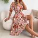 2026 Spring/Summer European And American Floral Off-Shoulder Short-Sleeve Ruffle A-Line Vacation Dress_ecoleips.com