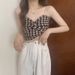 ng2510292 Women's Vest Spring Summer French Style Inner Unique Houndstooth Small Camisole Pure Desire Short Sweet Spicy Girl_ecoleips.com