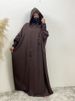 Ramadan Islamic Clothing Wrinkle Polyester Hoodie Abaya Dress With Undercap Muslim Women Abaya Hoodie Causal Dresses Eid_ecoleips.com