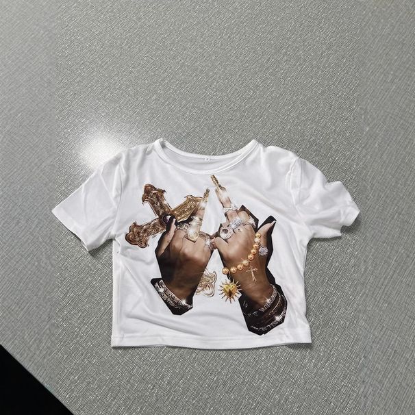 New Cross Border Belly Button T Shirt With Print Short Sleeves_ecoleips.com