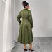 Women's Clothing Plus Size Clothes "Elegant High Waisted Dress – Retro Tie-Waist V-Neck Slimming Dress For Women, Solid Color Versatility"_ecoleips.com