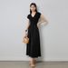 Black SwanMature Style For Women Summer Outerwear Silk Short Sleeve Flared French Slim Fairy Dress_ecoleips.com