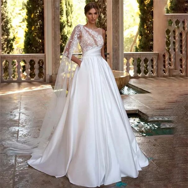 Simple Main Wedding Dress New Fashion Train Design For Women's Wedding Party Wear_ecoleips.com