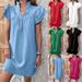 Women's Summer Fashion V Neck Pullover Dress Multi Layered Ruffle Sleeve Versatile Elegant European American Style New_ecoleips.com