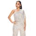 Women's Clothing Autumn And Winter New Fashion Casual Sleeveless One Shoulder Sequined Wide Leg Jumpsuit_ecoleips.com
