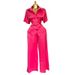 Women's Clothing Summer New Temperament Lapel Backless Short Sleeved Shirt Wide Leg Trousers Casual Suit_ecoleips.com