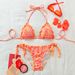 Cute Floral Print Three Piece Drawstring Bikini Sexy Two-Piece Hot Spring Swimsuit Women's Clothing_ecoleips.com