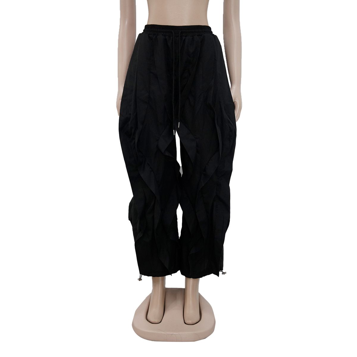 K European And American Elegant Office Wear Workwear Patchwork Lace Lantern Pants Tapered Trousers_ecoleips.com