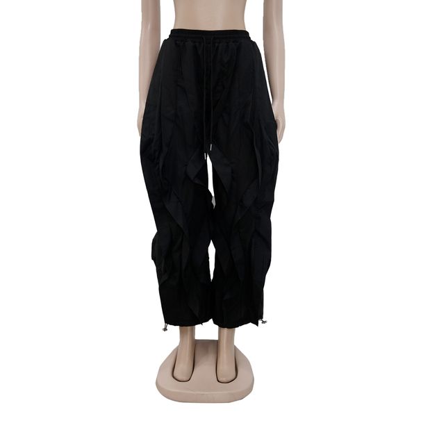 K European And American Elegant Office Wear Workwear Patchwork Lace Lantern Pants Tapered Trousers_ecoleips.com