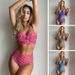 Women's Bikini Swimsuit Sexy European American Style Plaid Two Piece High Waisted Bikini Beach Set_ecoleips.com