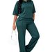 Women's Clothing Solid Color Spring Summer Polo Collar Top And High-Waisted Straight Leg Pants Two Piece Set_ecoleips.com