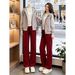 Women's Casual Wide Leg Trousers Hooded Cardigan Two Piece Set Long Sleeved Top Youthful Autumn Wear_ecoleips.com