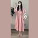 Summer New Korean Fashion Short Sleeve Maternity Dress_ecoleips.com