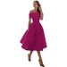 Women's Clothing Off Shoulder Bridesmaid Dresses Short Satin Party Formal Dresses Long Skirt_ecoleips.com
