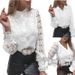 Aria Basics Aria Basics 2025 European Station Foreign Trade Hot-Selling New Solid Color Lace V-Neck Cardigan Women's Shirt_ecoleips.com