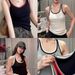 New European And American Style Sexy Wide-strap Color-blocking Camisole For Women Chest Pads, Trendy Patchwork Inner Top_ecoleips.com