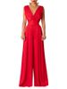 Women's Clothing Slim Fit One Piece High Waist Wide Leg Pants V Neck Polyester Fabric Long Straight Cut_ecoleips.com