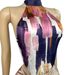 Women's Satin Halter Neck Two Piece Set HR25036 European American Style Printed Tie Top with High Neck And Matching Shorts_ecoleips.com