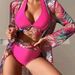 Women's Clothing Sexy Bikini Mesh Three Piece Split Printed Swimsuit Female_ecoleips.com