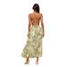 Women's Floral Print Maxi Dress - Summer V-Neck Back Tie Detail Long Dress With Flowy Skirt - Light Green Boho Chic Dress For Beach & Parties_ecoleips.com