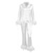 European And American Style Ice Silk Ostrich Loose Comfortable Pajama Set Autumn Fashion New Feather Women's_ecoleips.com