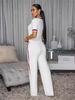 Women's Clothing American Style Solid Color Casual Suit Spring Summer Two Piece Set Color Block Striped Wide Leg Pants Fashionable Comfortable_ecoleips.com